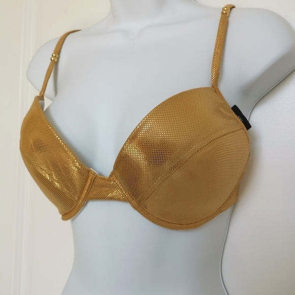NWT Gold Lame Bikini Two Piece Swimsuit Size 14 C Cup - Picture 5 of 12
